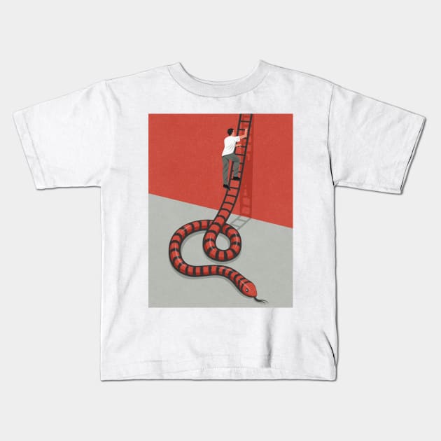 Snake Ladder Kids T-Shirt by John Holcroft